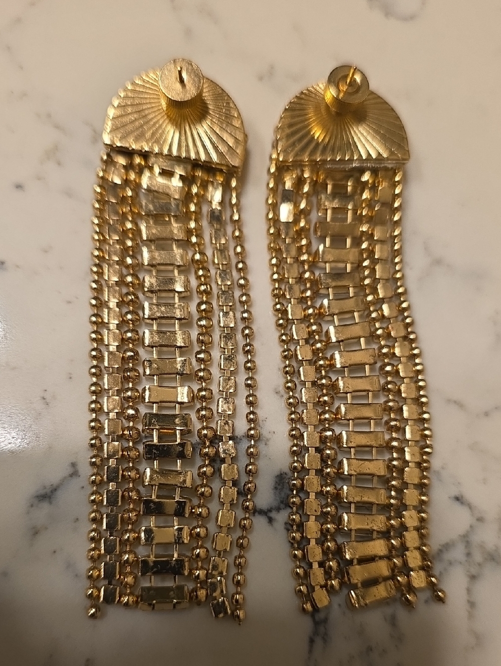 Gold Crystal Fringe Drop Earrings - Women Jewelry - Picture 3 of 5